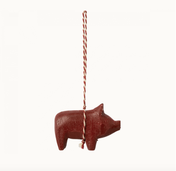 Holz Ornament rotes Schwein Maileg